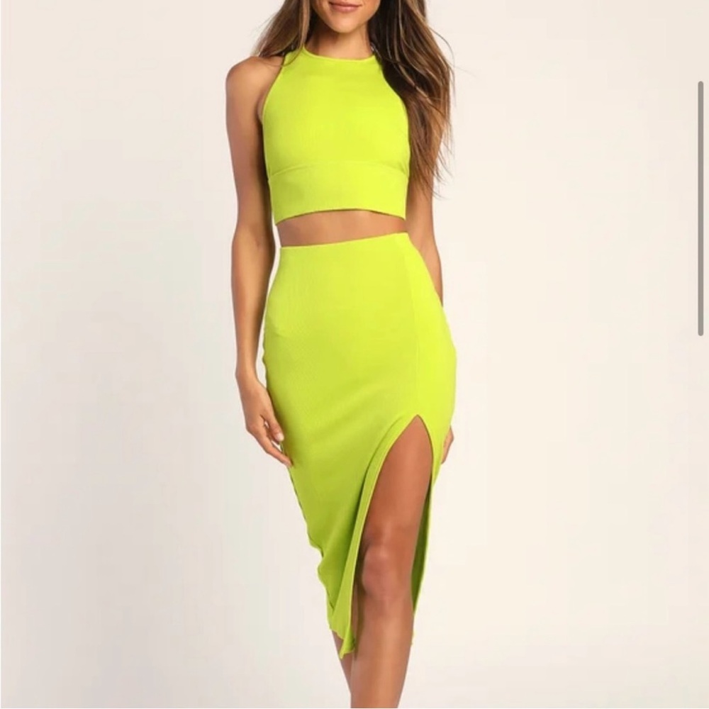 Lulus Lime Green Women's Skirt Set💄💋